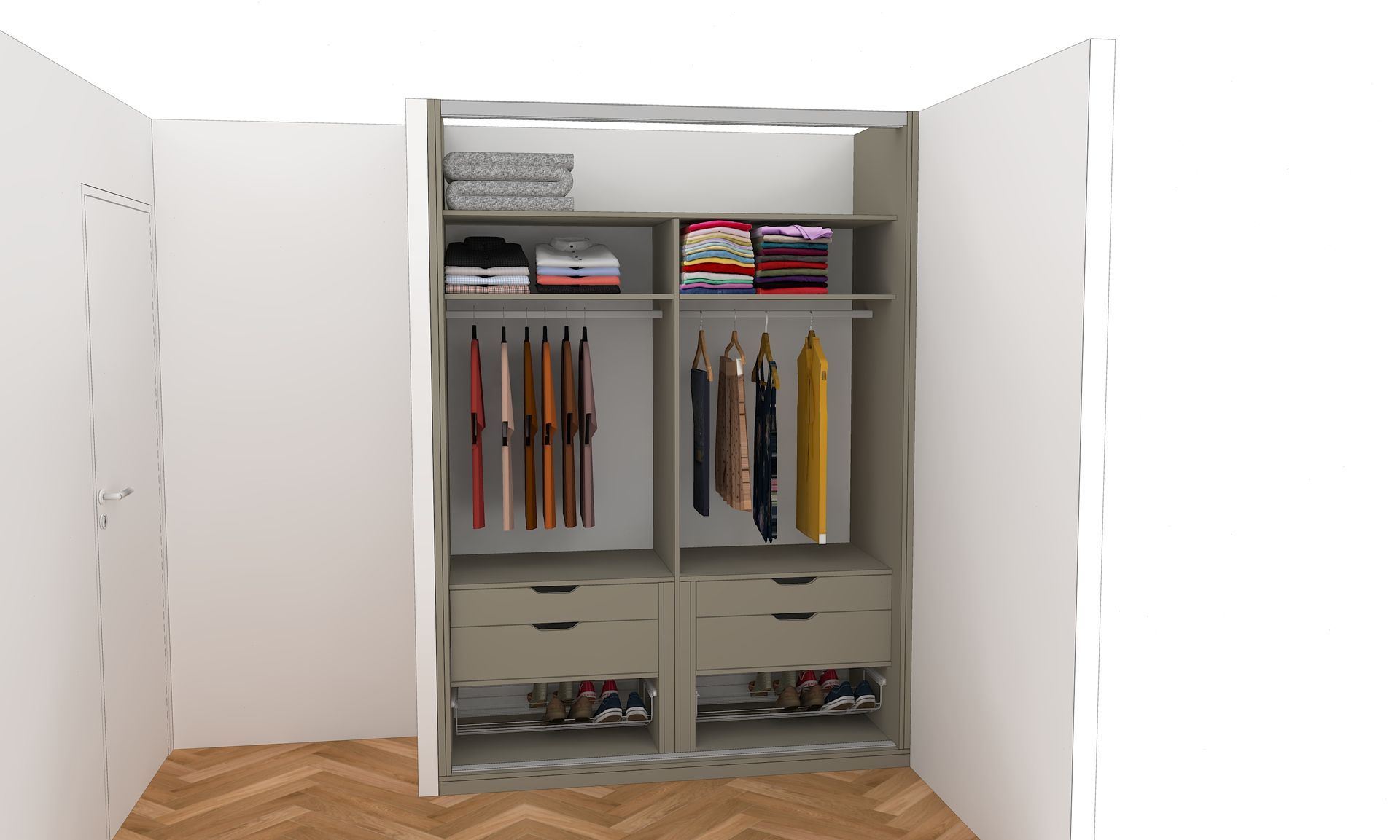 Placard coulissant sur mesure à Nantes. Tiroirs intégrés