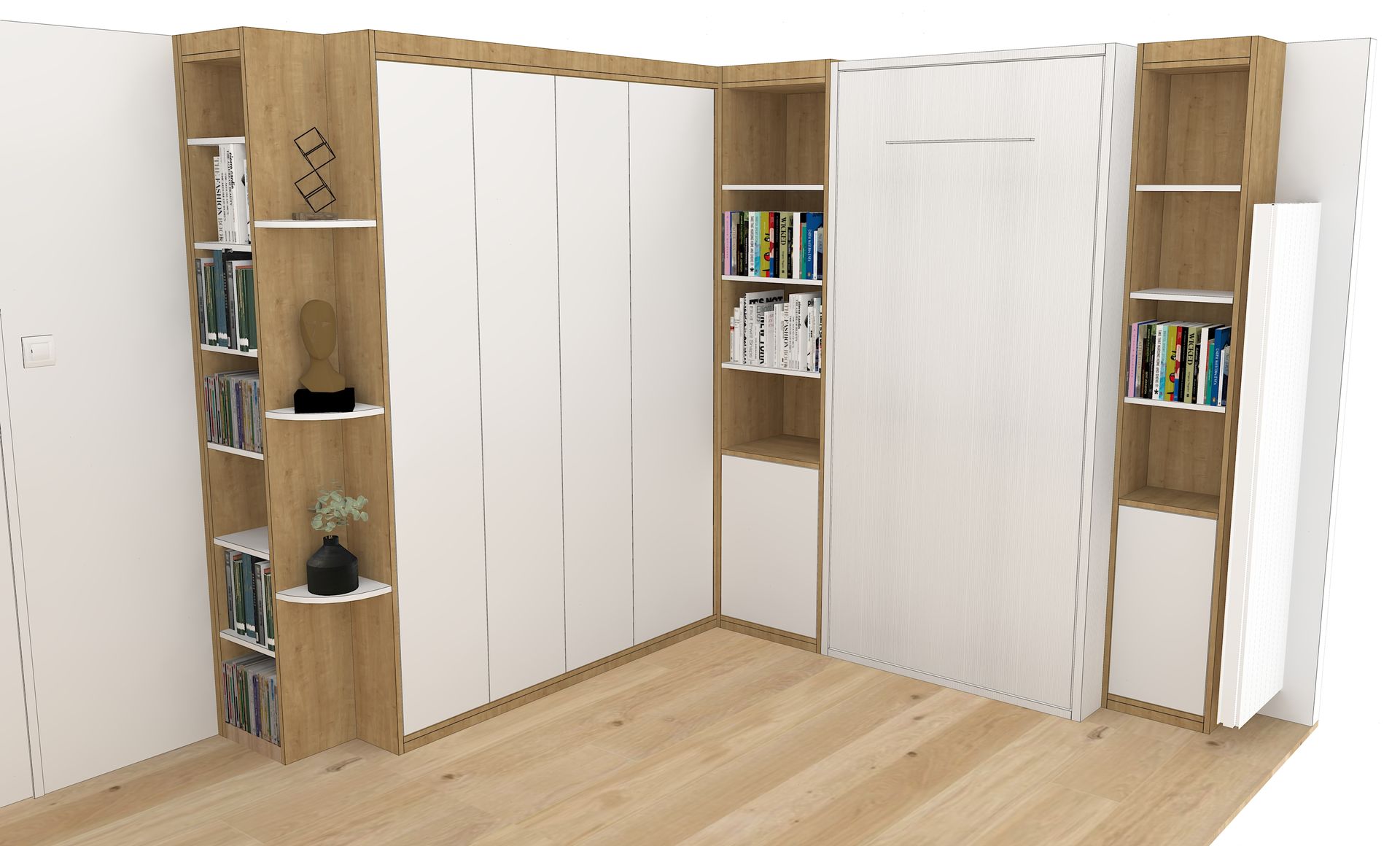 Aménagement sur mesure à Nantes avec lit relevable et placards.