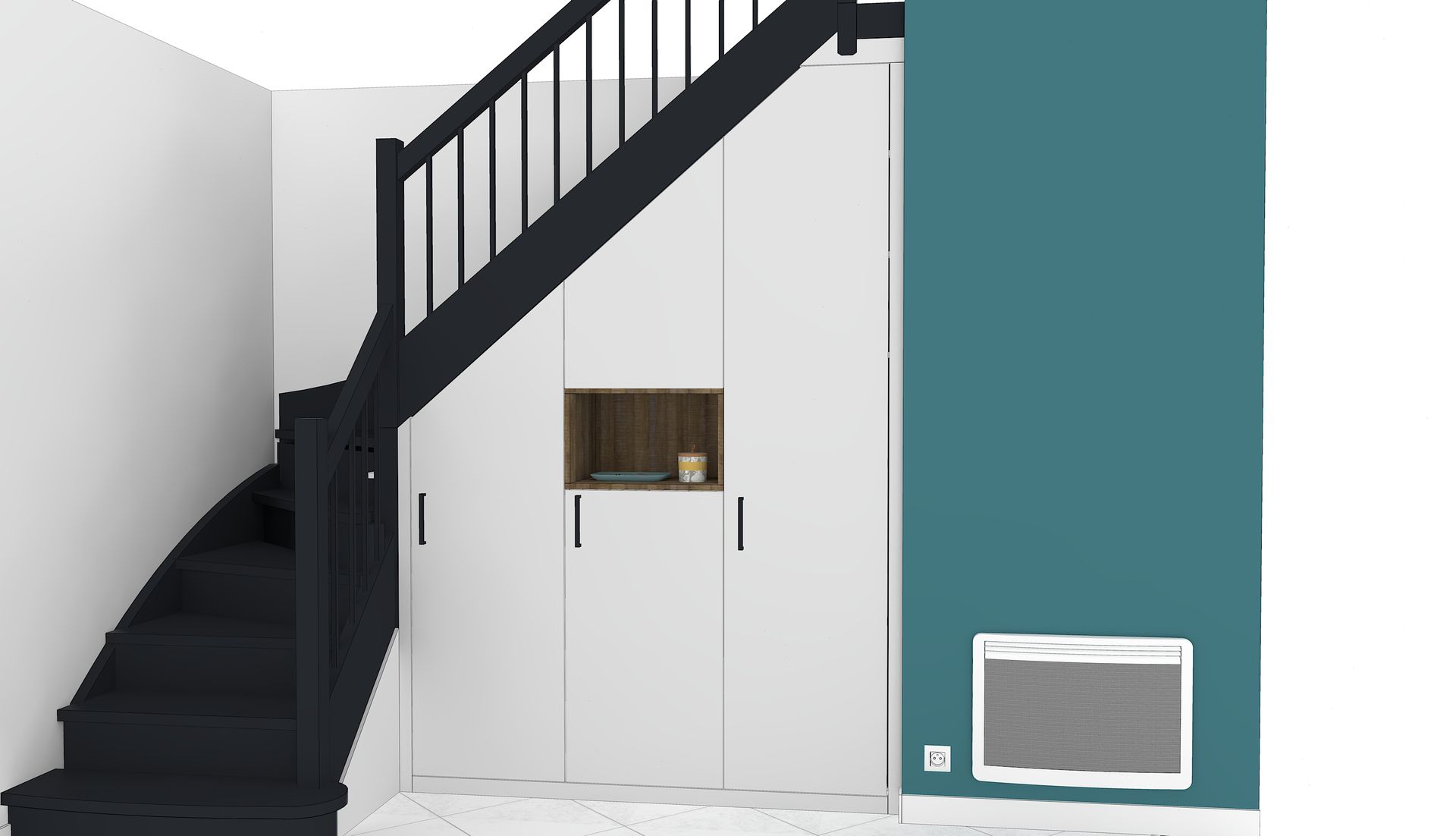 Aménagement sous escalier sur mesure à Nantes.