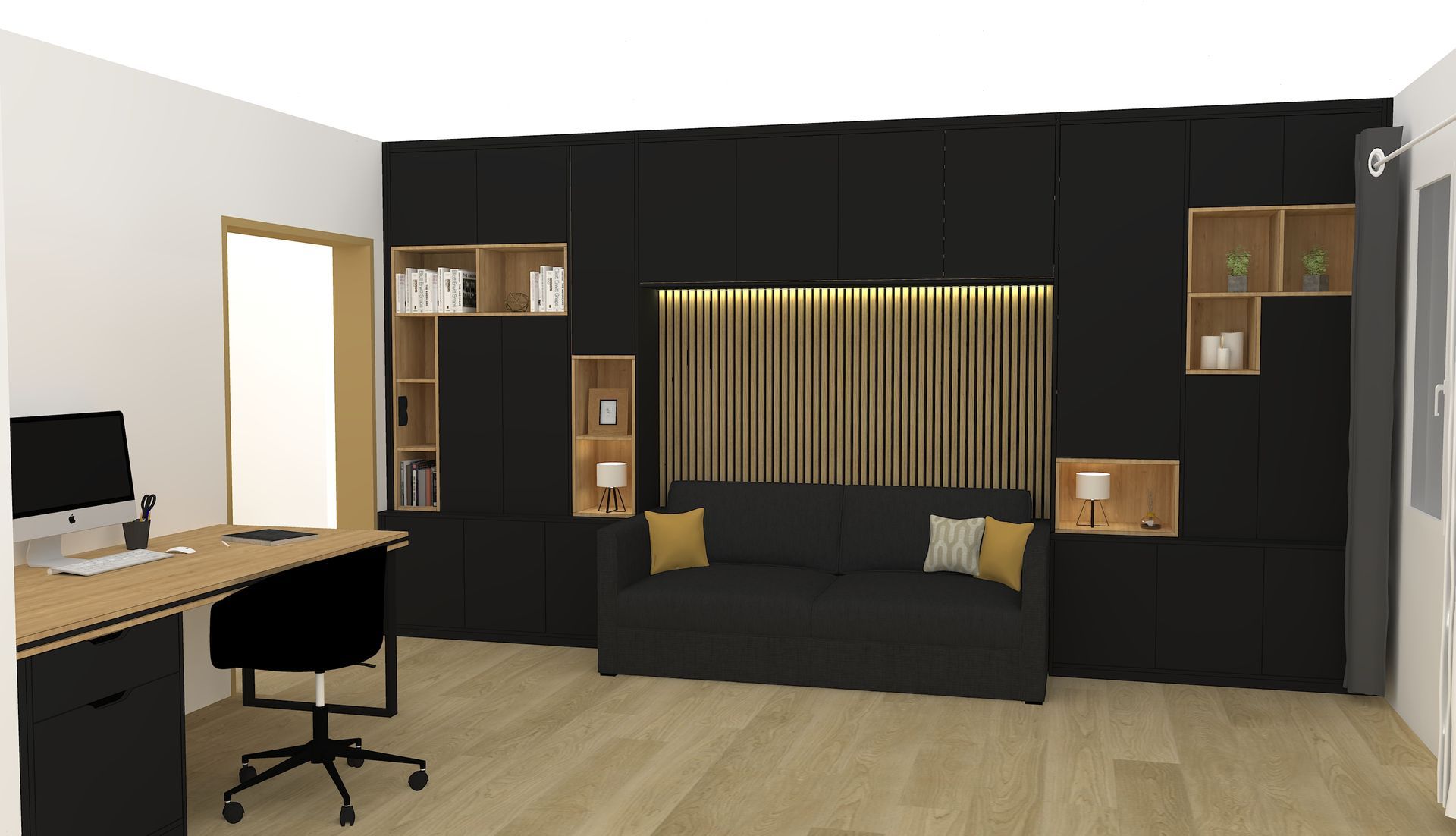 Pont de lit sur mesure avec placard et rangement à Nantes.