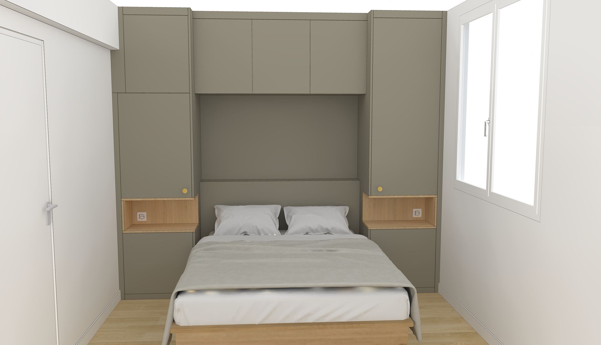 Pont de lit sur mesure avec placard et rangement à Nantes.