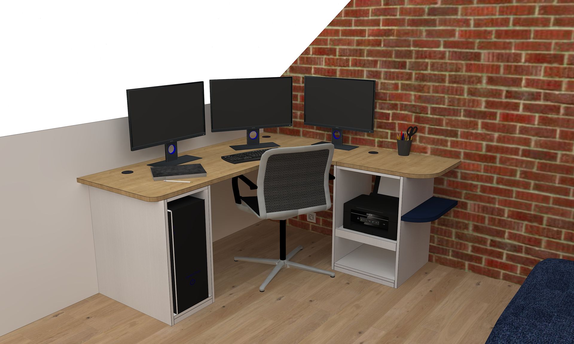 Bureau sur mesure avec placard et rangement à Nantes.