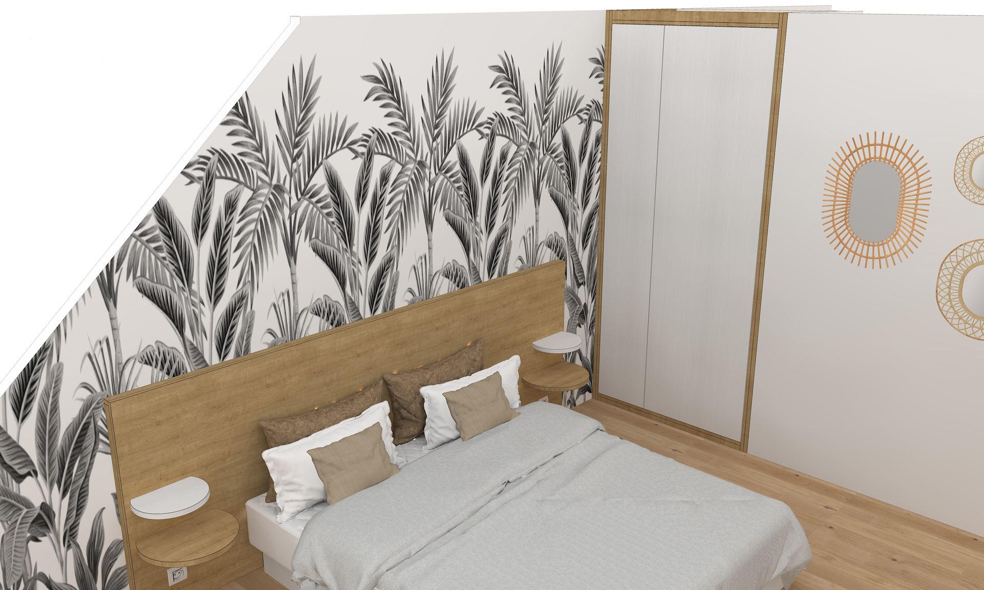 Tête de lit sur mesure avec placard et rangement à Nantes.