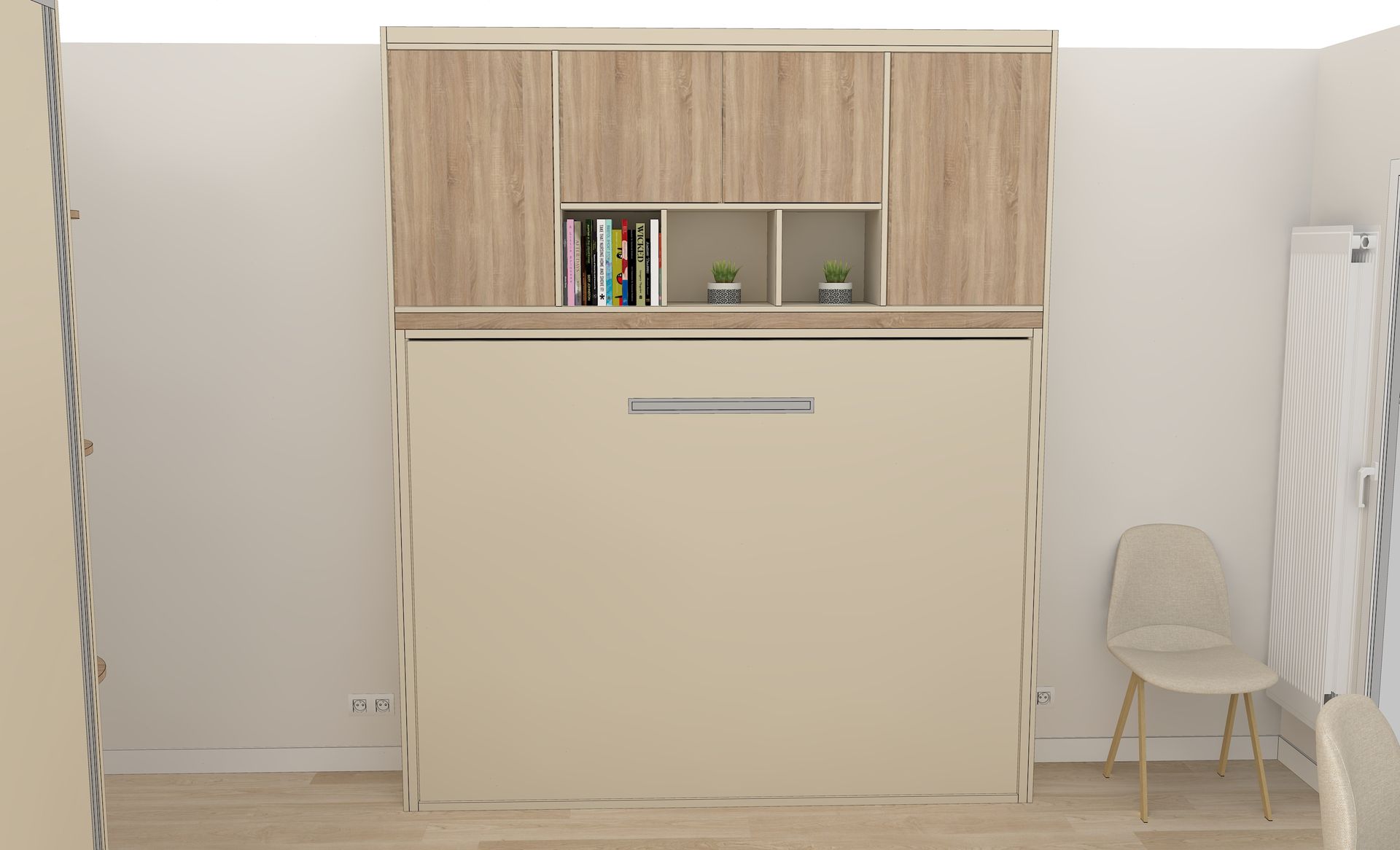 Aménagement sur mesure à Nantes avec lit relevable et bureau intégré.