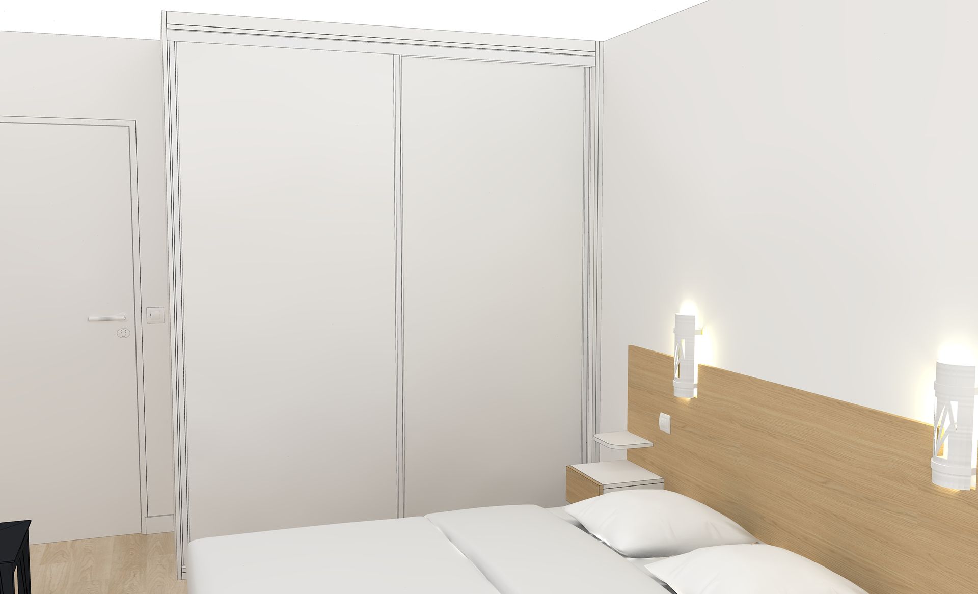 Placard coulissant sur mesure avec tête de lit à Nantes.