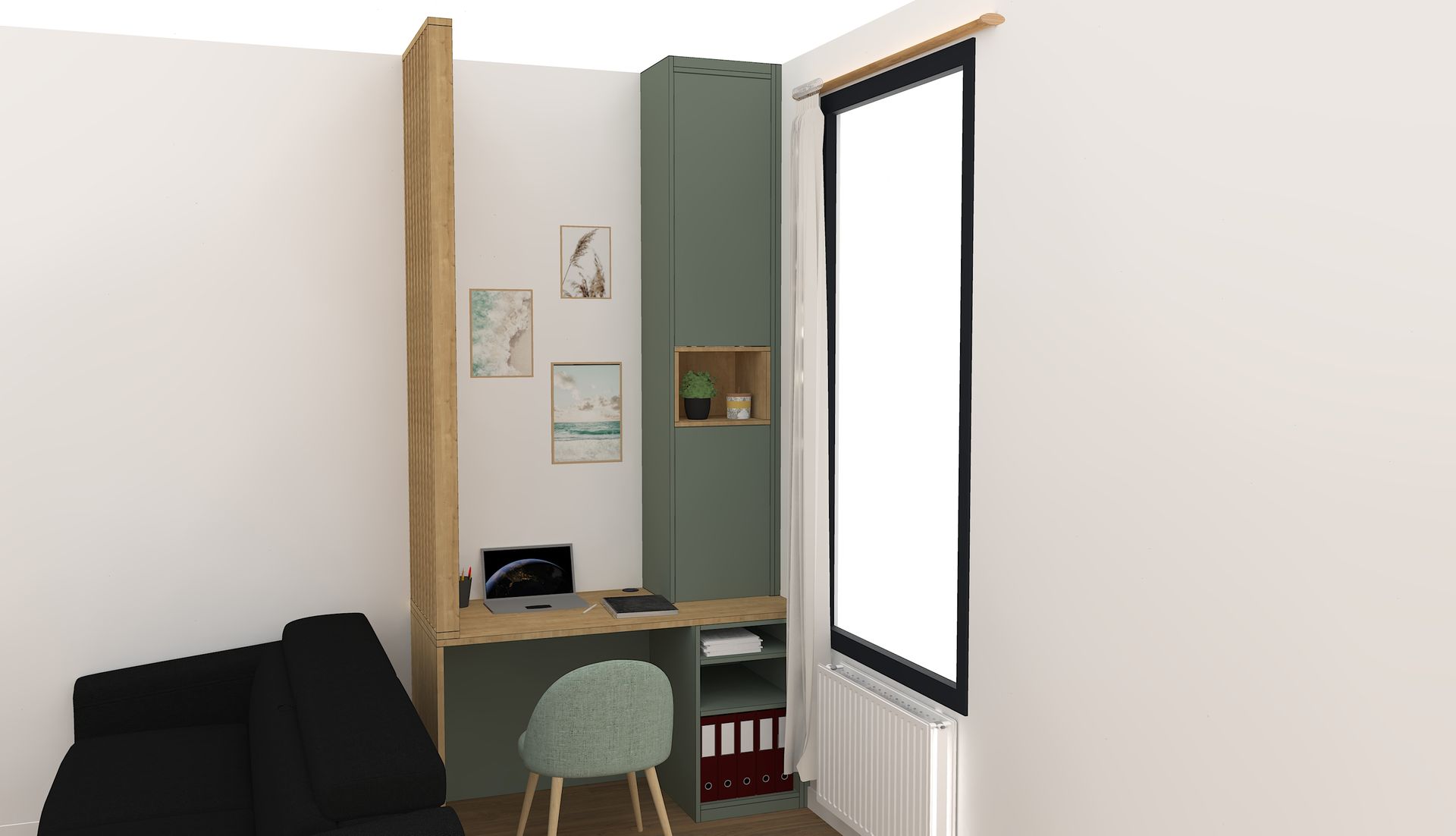 Bureau sur mesure avec placard et rangement à Nantes.