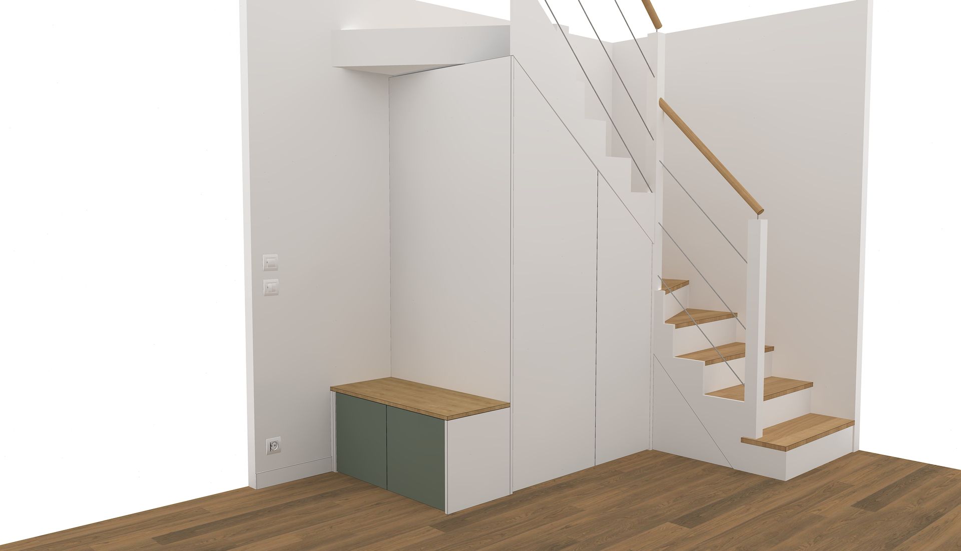 Aménagement sous escalier sur mesure à Nantes.