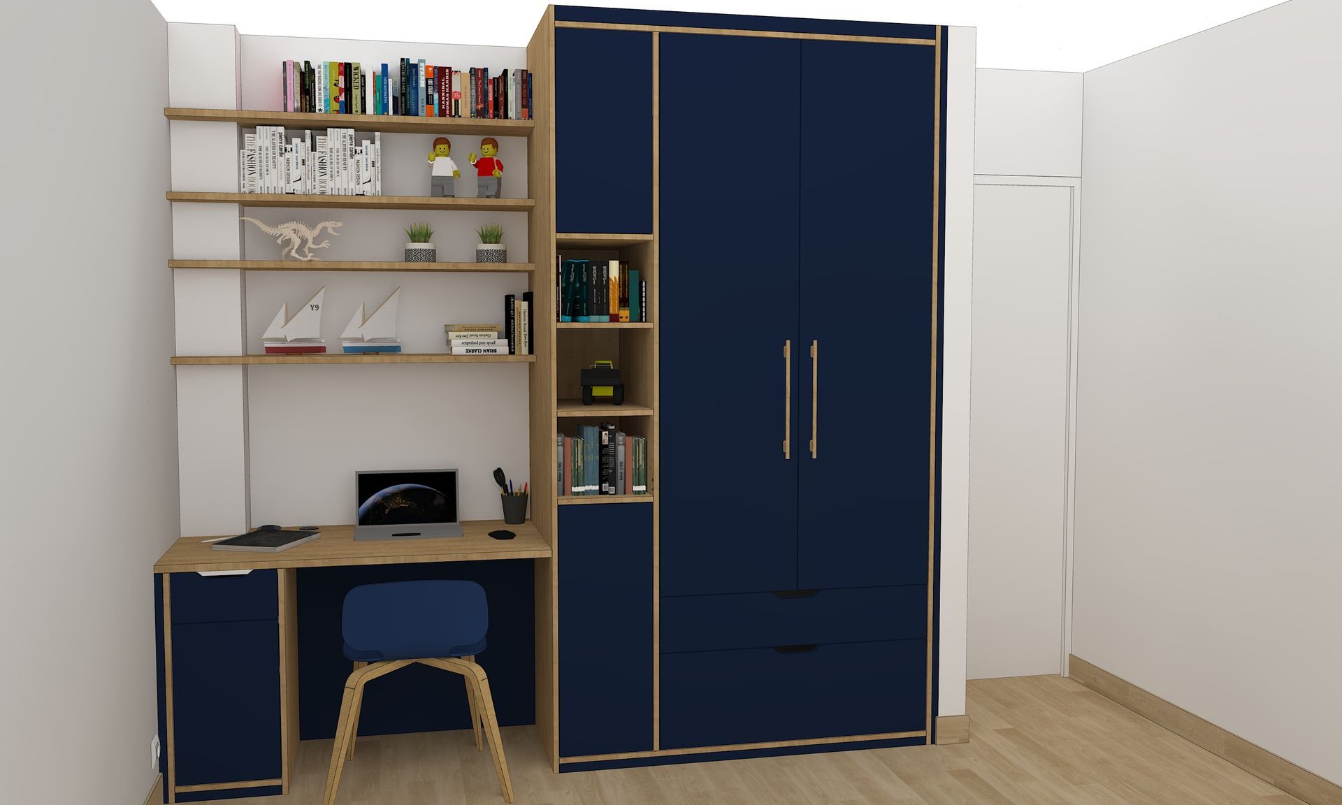 Bureau sur mesure avec placard et rangement à Nantes.