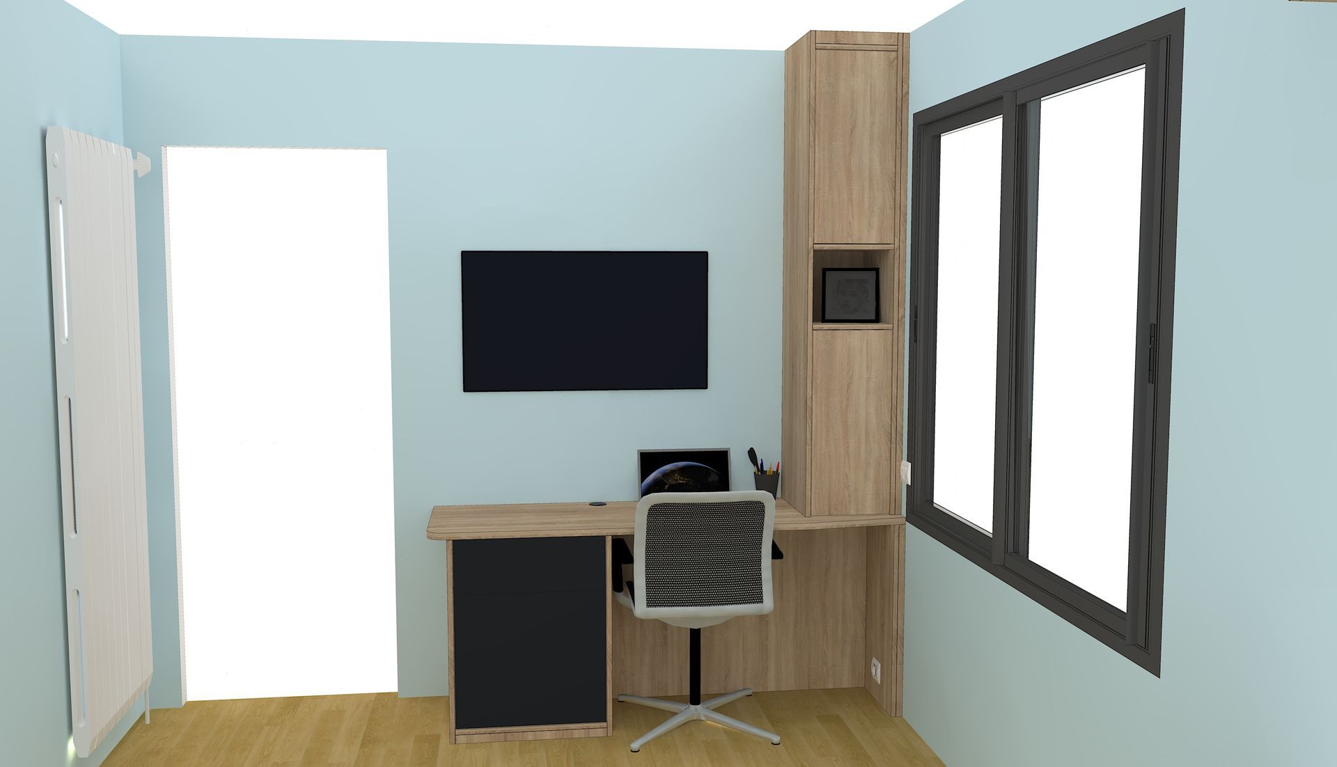 Bureau sur mesure avec placard et rangement à Nantes.