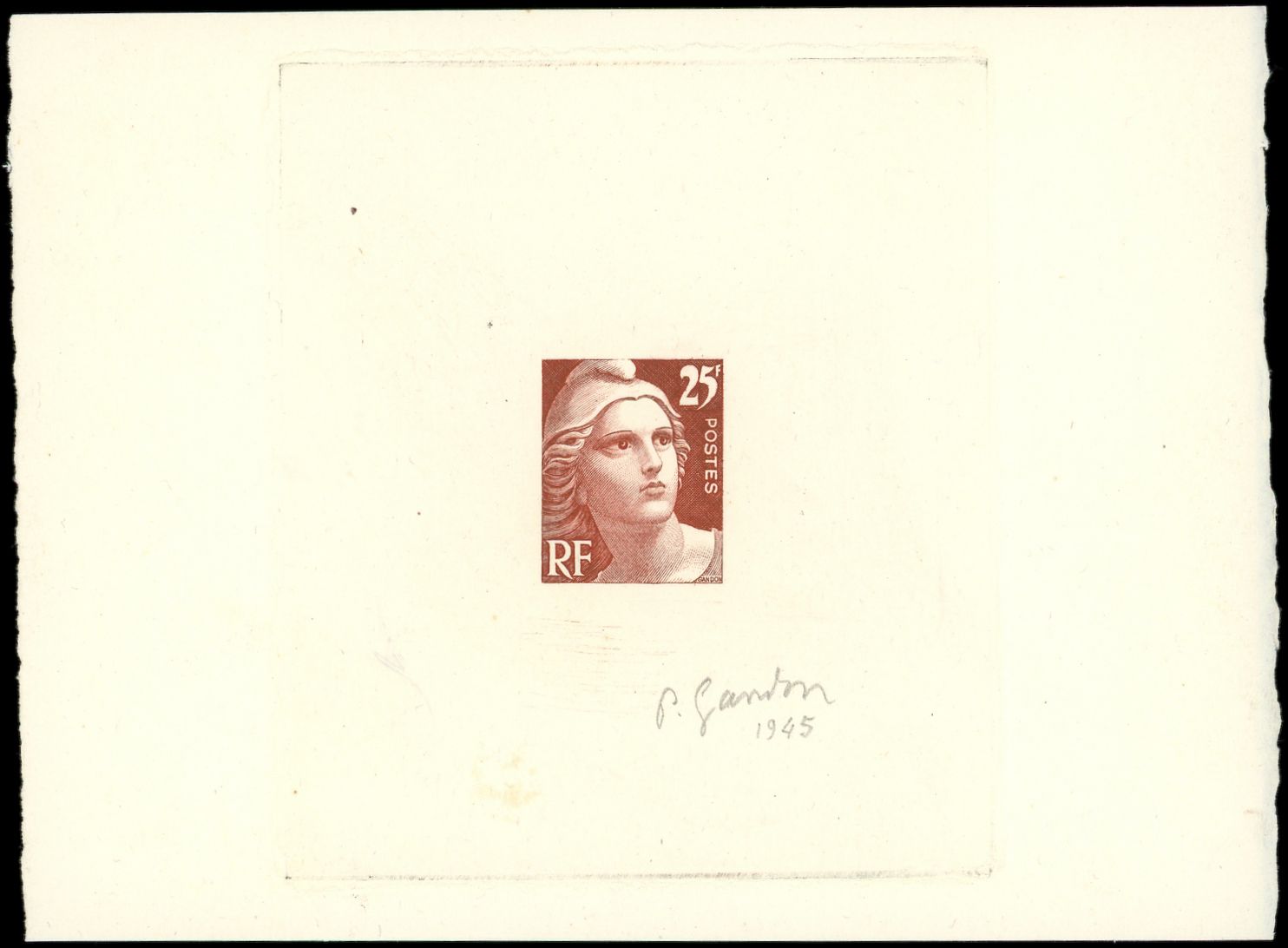 Timbre rouge avec la Marianne