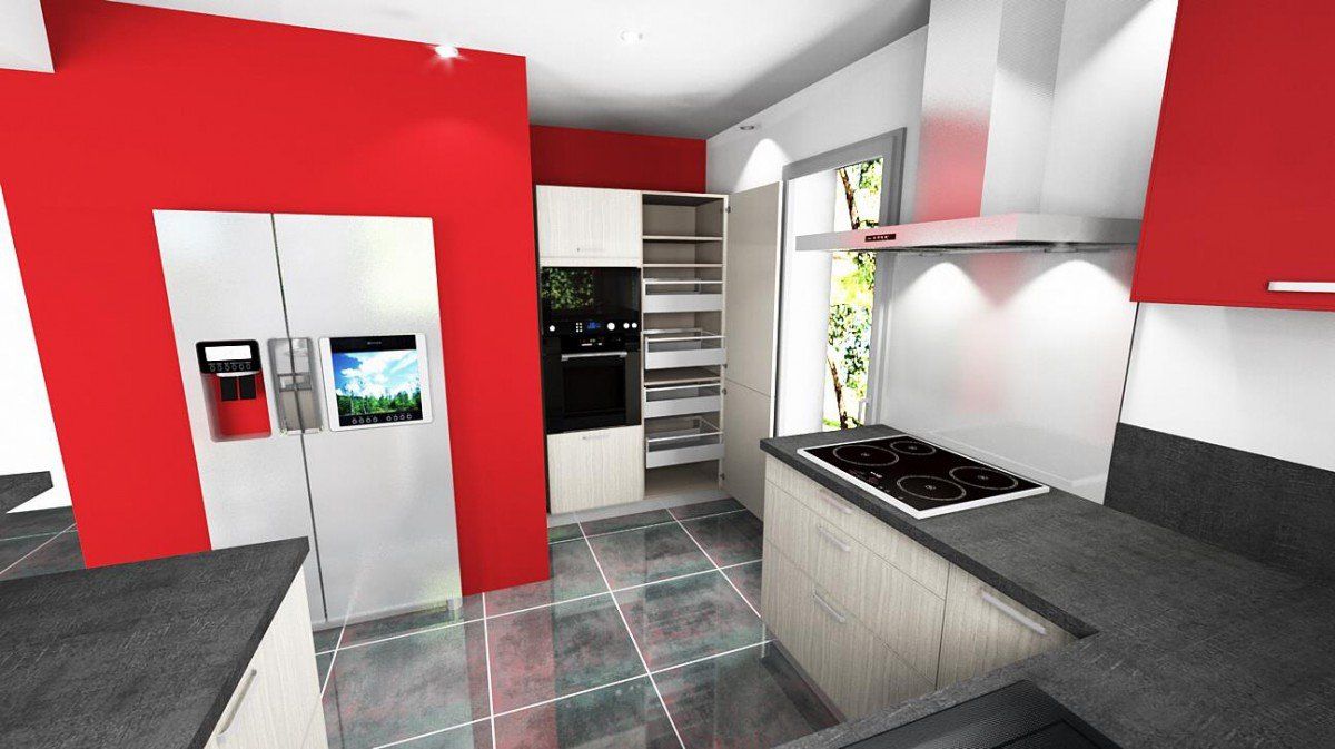 Plan de cuisine rouge