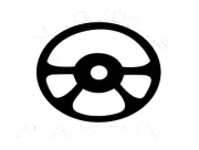 Un logotipo para automóviles Alabern vo con un volante.