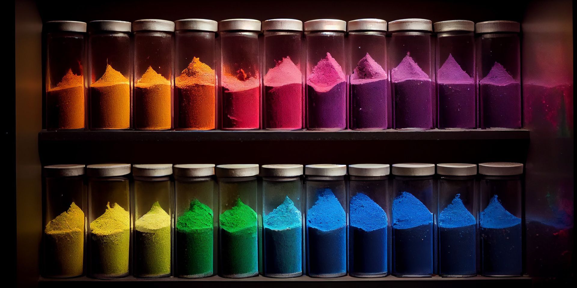 Pots de pigment de différentes couleurs