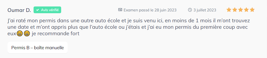 Avis auto école numéro 3
