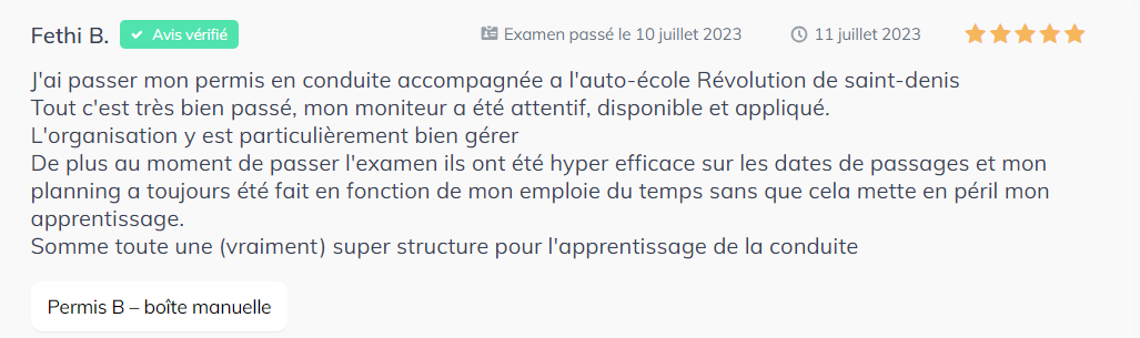 Avis auto école numéro 5
