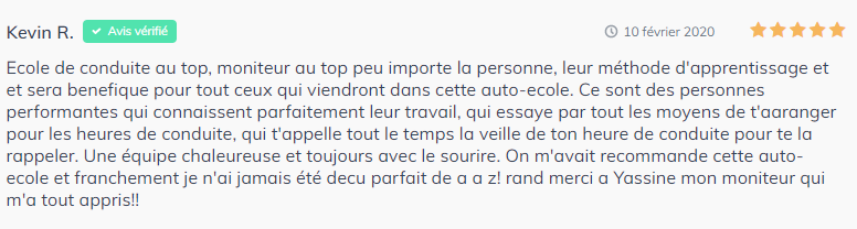 Avis sur l'auto école numéro 1