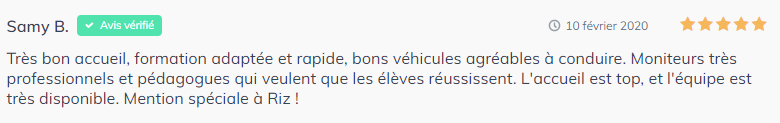 Avis sur l'auto école numéro 2