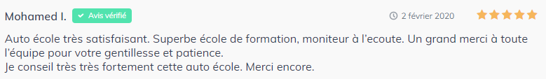 Avis sur l'auto école numéro 3