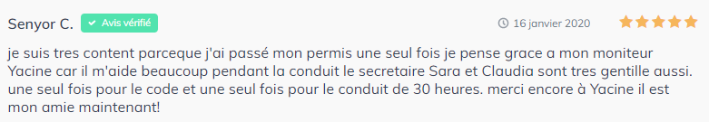 Avis sur l'auto école numéro 5