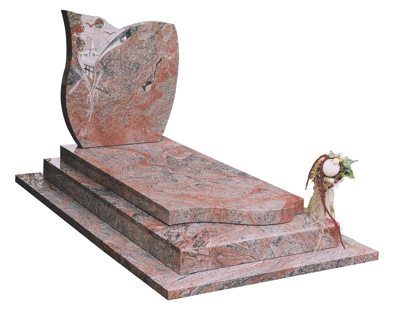 Pierre tombale en granit rouge