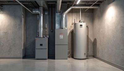 Ein Techniker repariert einen weissen, wandmontierten Gasheizkessel durch Justierung interner Bauteile.