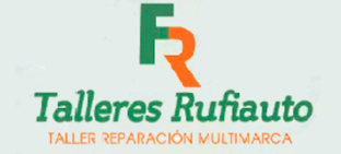 Logotipo de Talleres Rufiauto, taller multimarca. Presenta el texto "FR" estilizado en verde y naranja sobre el texto.