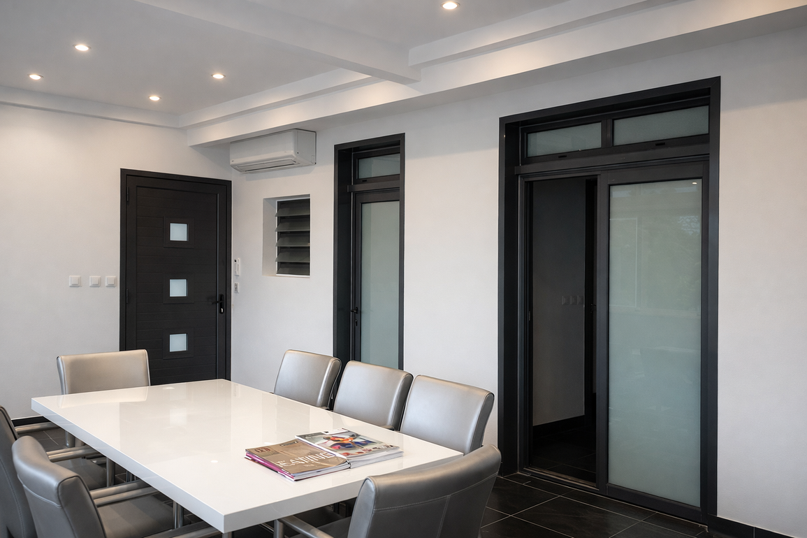 Pose de porte dans un bureau
