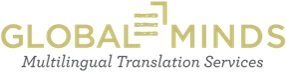El logotipo de los servicios de traducción multilingüe de Global Minds