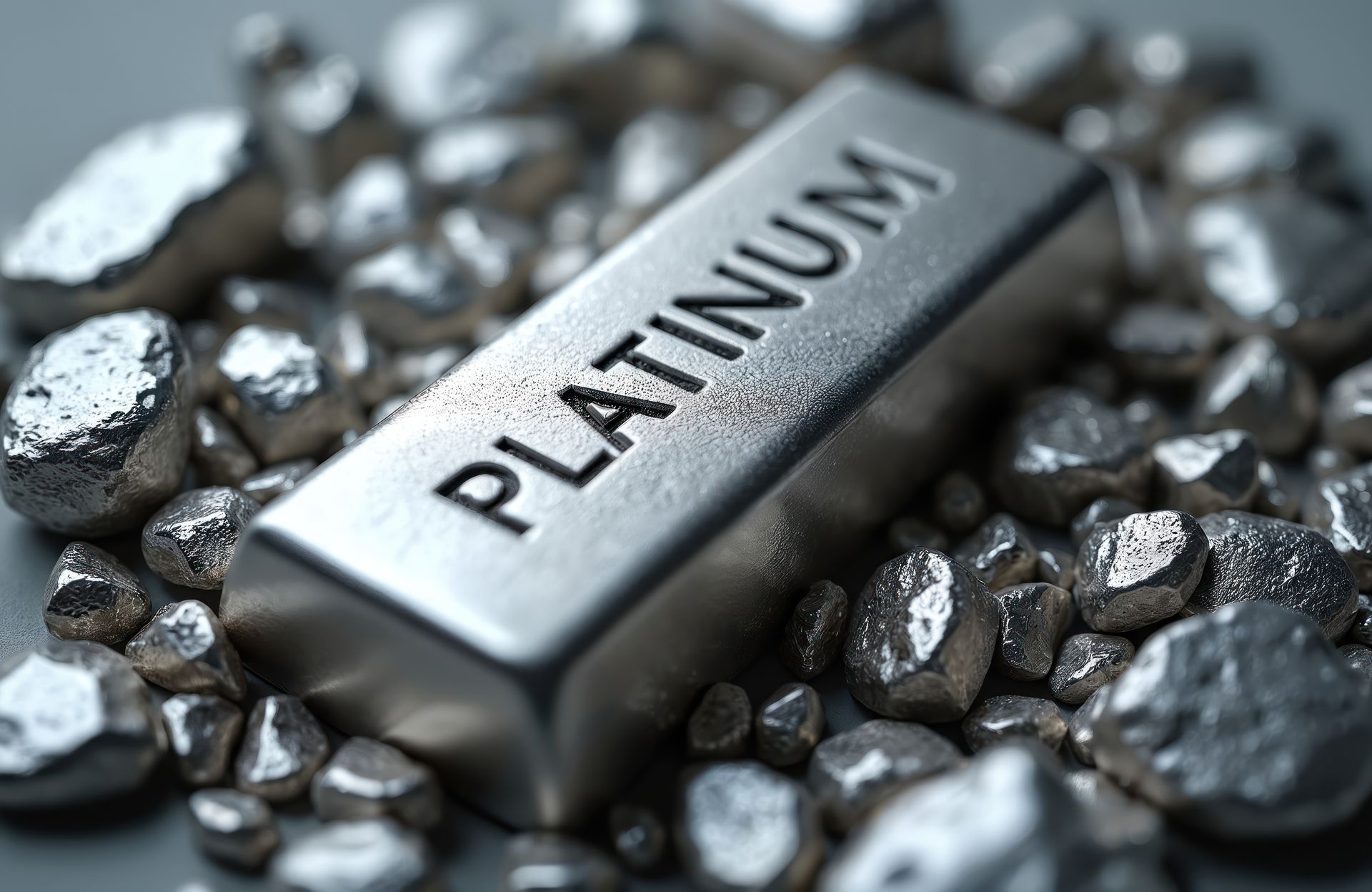 Pépites et lingot de platine