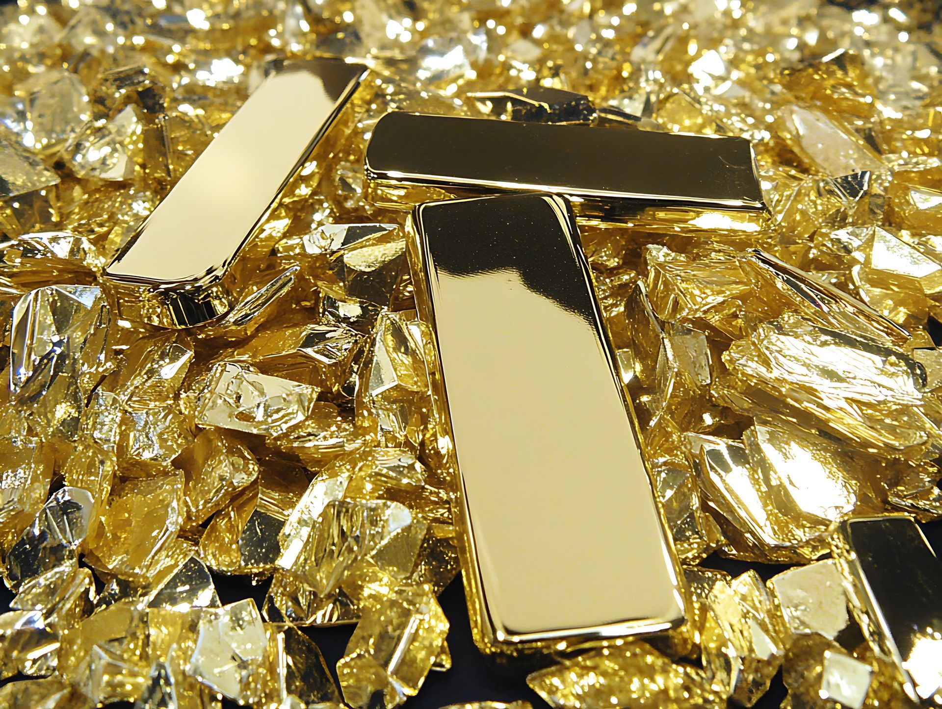 Des lingots et des morceaux d'or