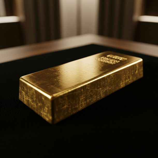 Lingot d'or sur une table noire