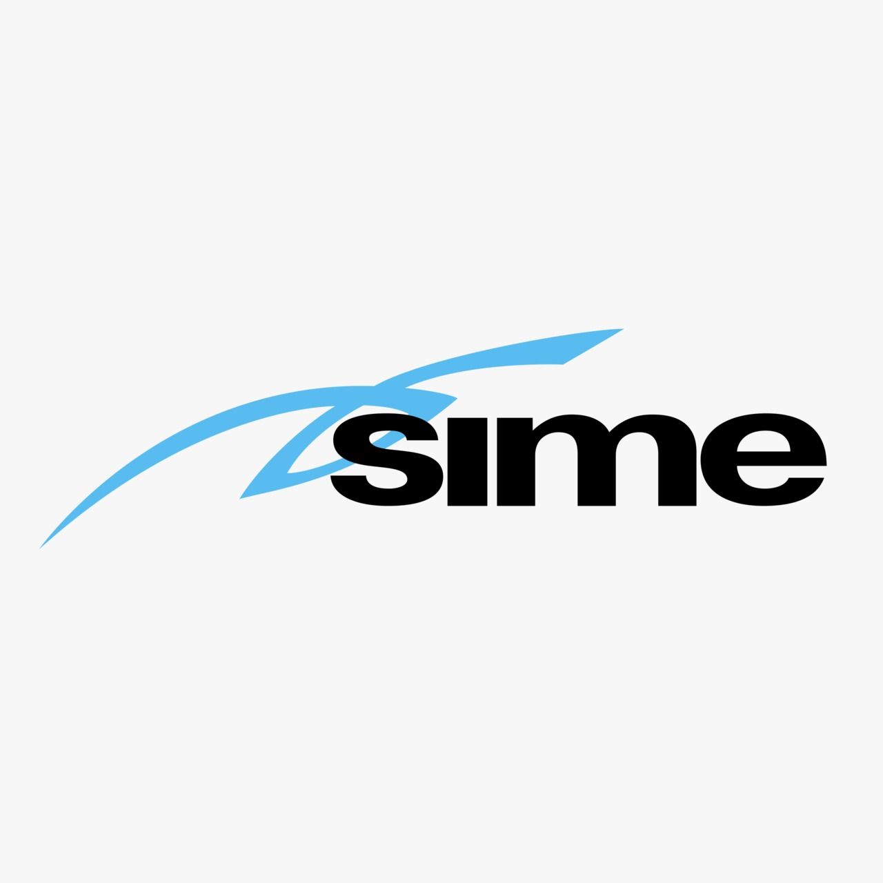 Logotipo azul en forma de swoosh con texto negro que dice 