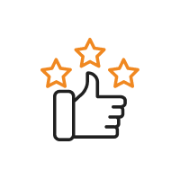 Picto d'un pouce levé avec trois étoiles