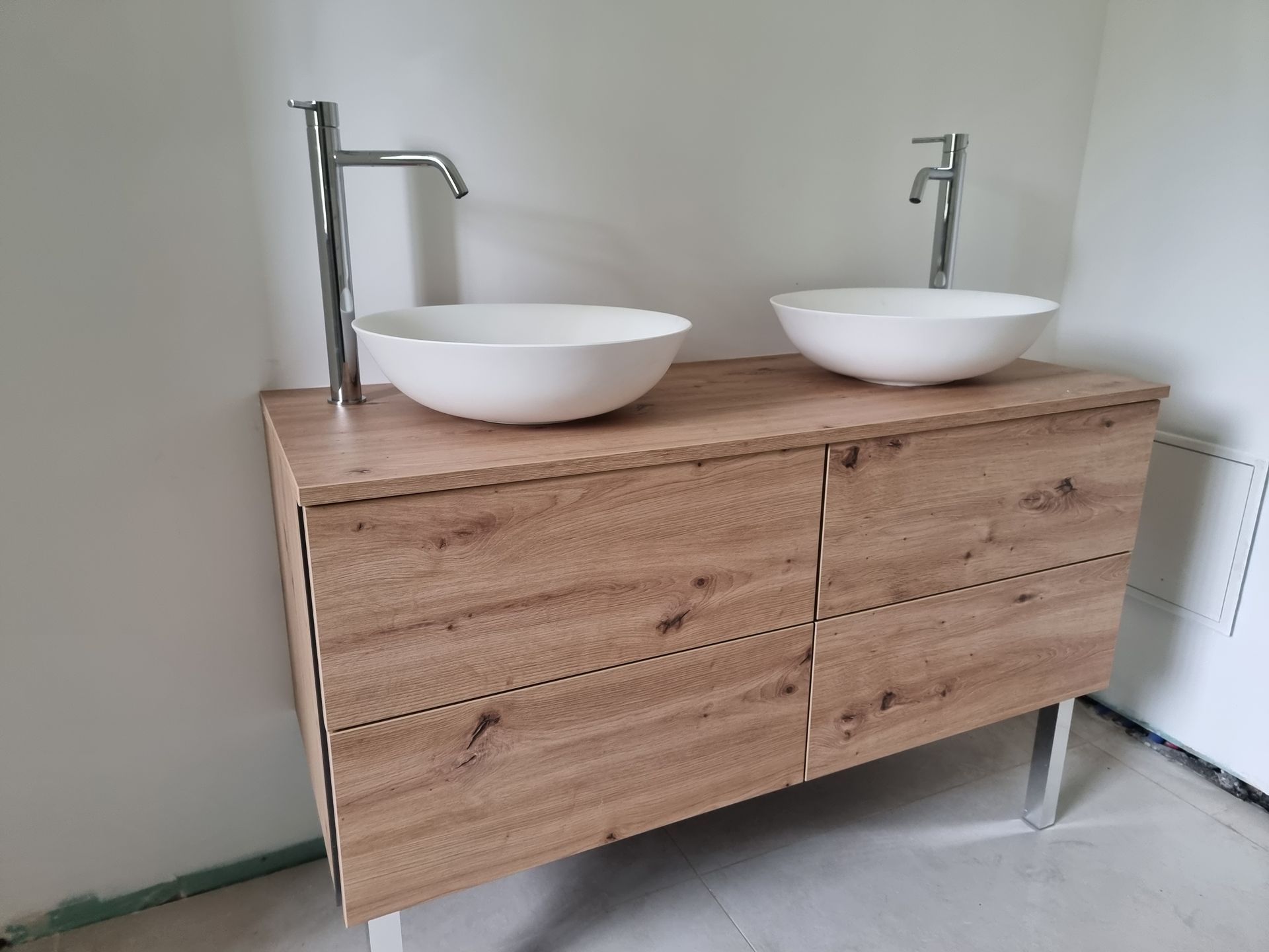 Meuble double vasque en bois