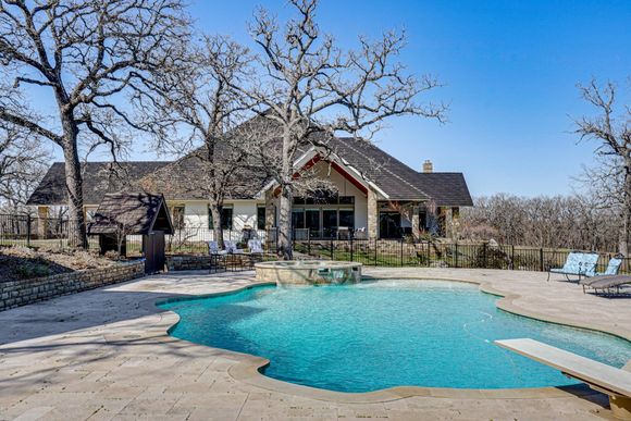 Resort-style pool and Main House at Post Oak Estate luxury retreat