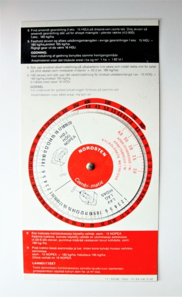 Nordsten Combi-matic Kiertokoetaulukko