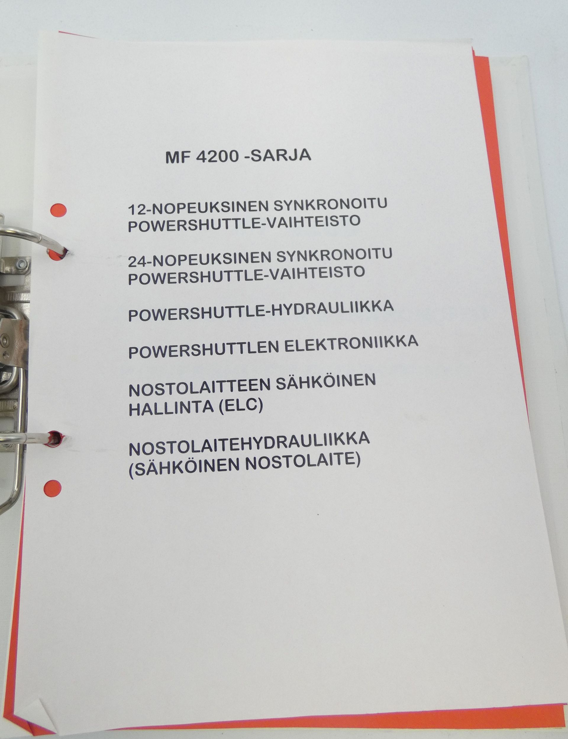 Massey-Ferguson MF4200 vaihteisto, hydrauliikka ja sähköt -ohjekirja