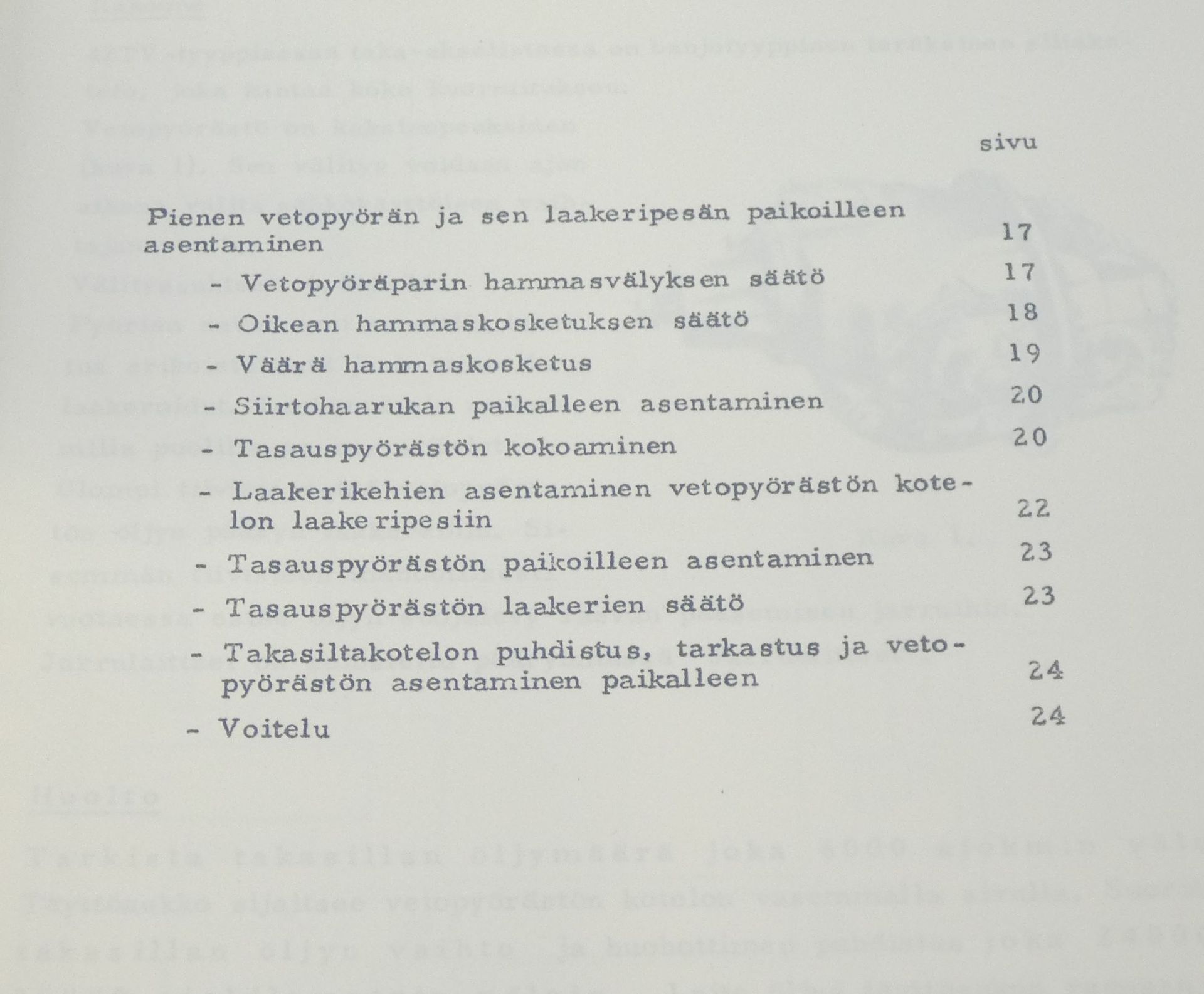 Vanaja taka-akselisto 42TV huolto-ohjeita