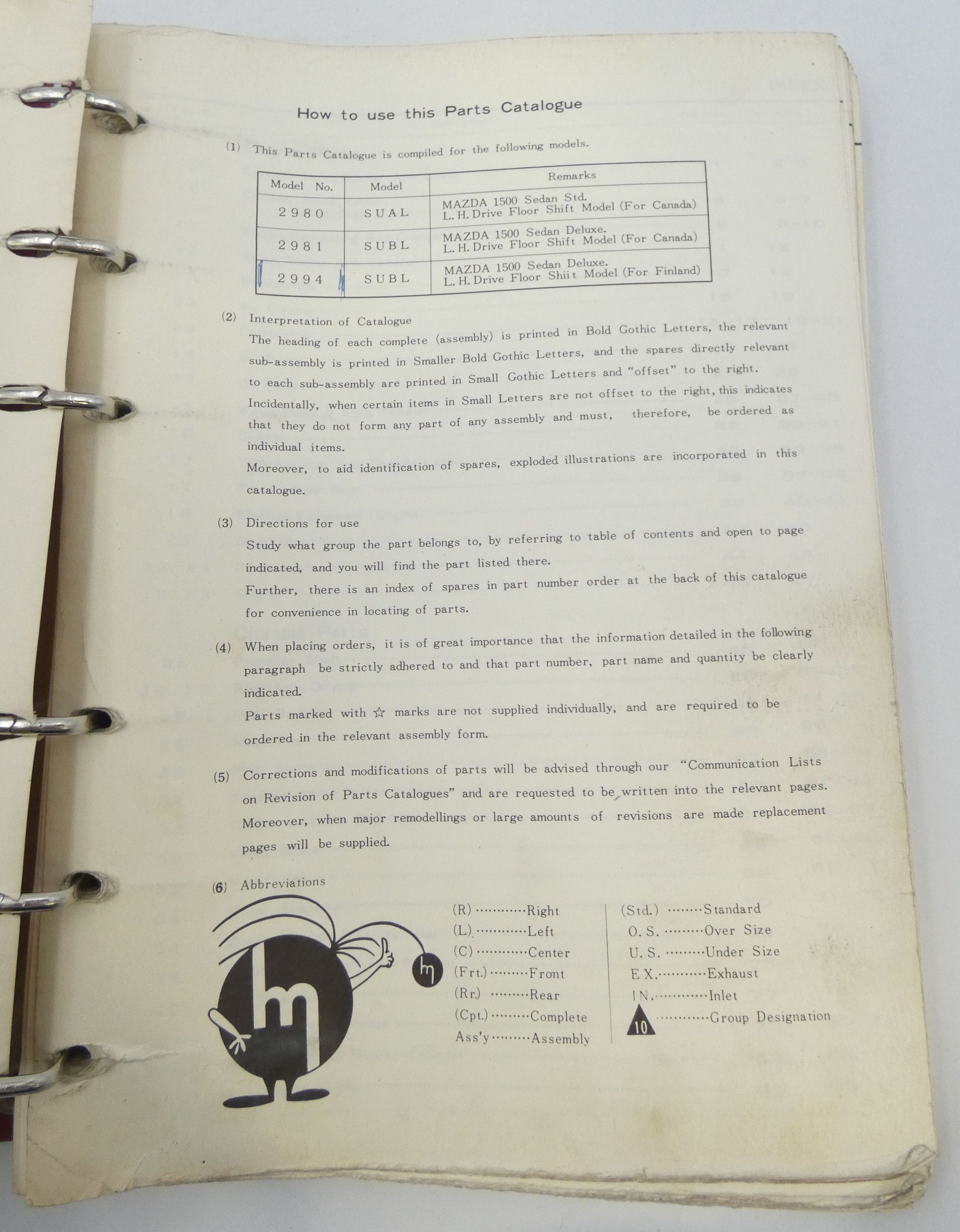 Mazda 1500 Sedan parts catalog