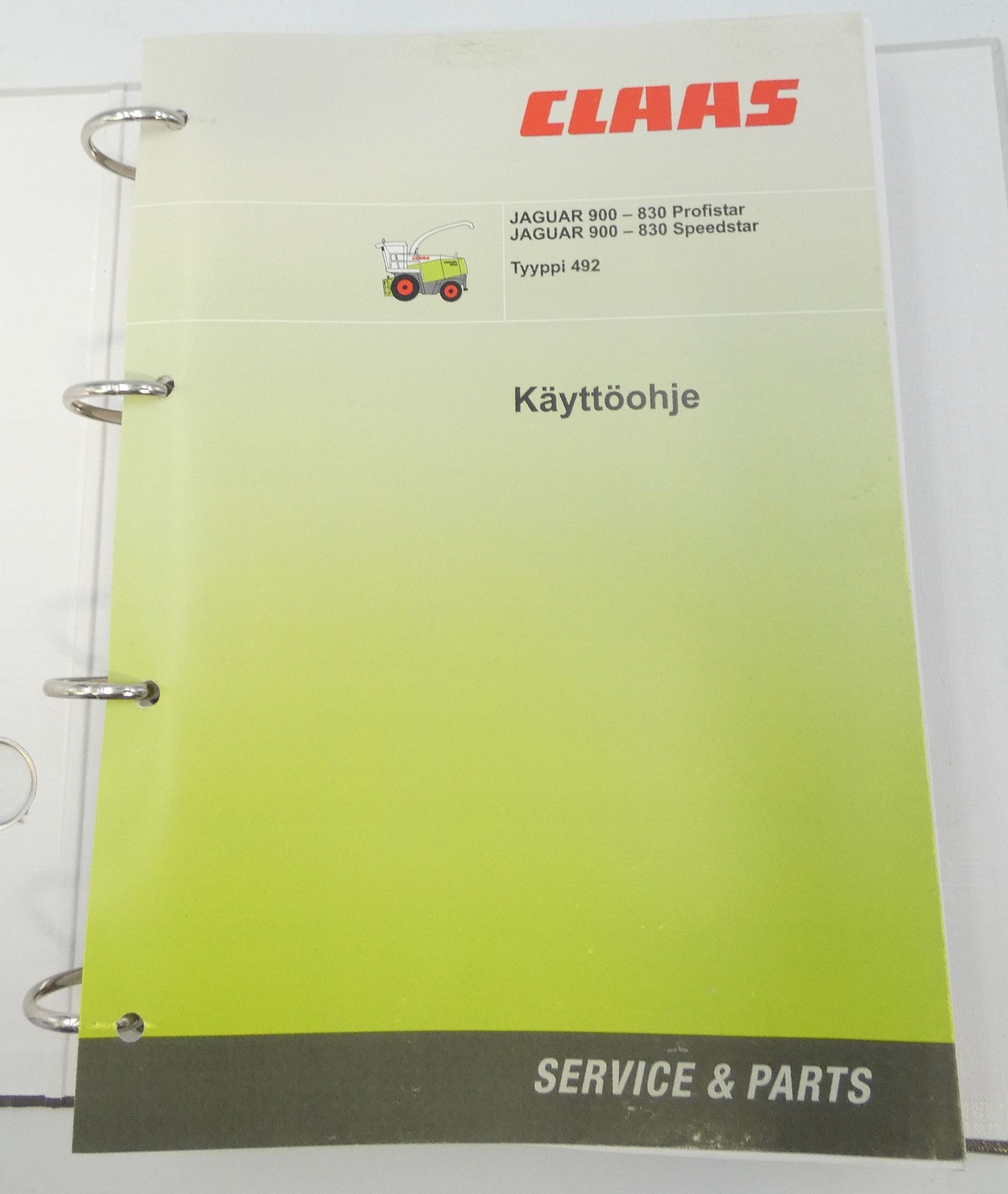 Claas Jaguar 900-830 profistar, Jaguar 900-830 Speedstar tyyppi 492 käyttöohje