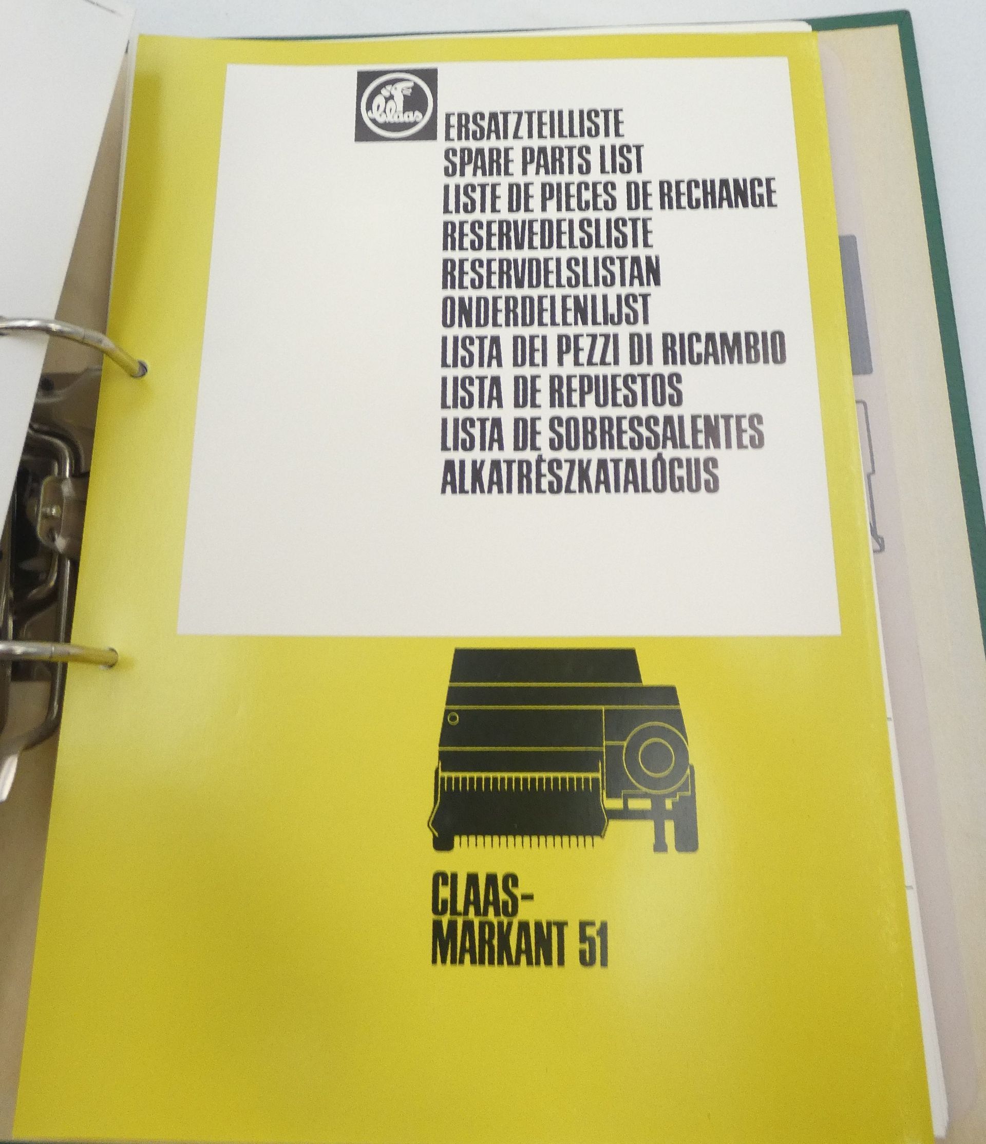 Claas Markant 65/55/51/41 parts change release information + spare parts list
