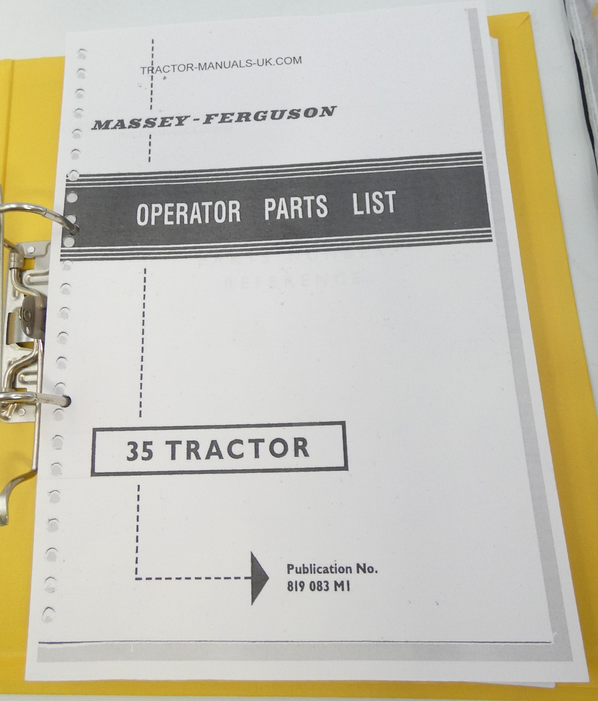 Massey-Ferguson 35 tractor operator parts list