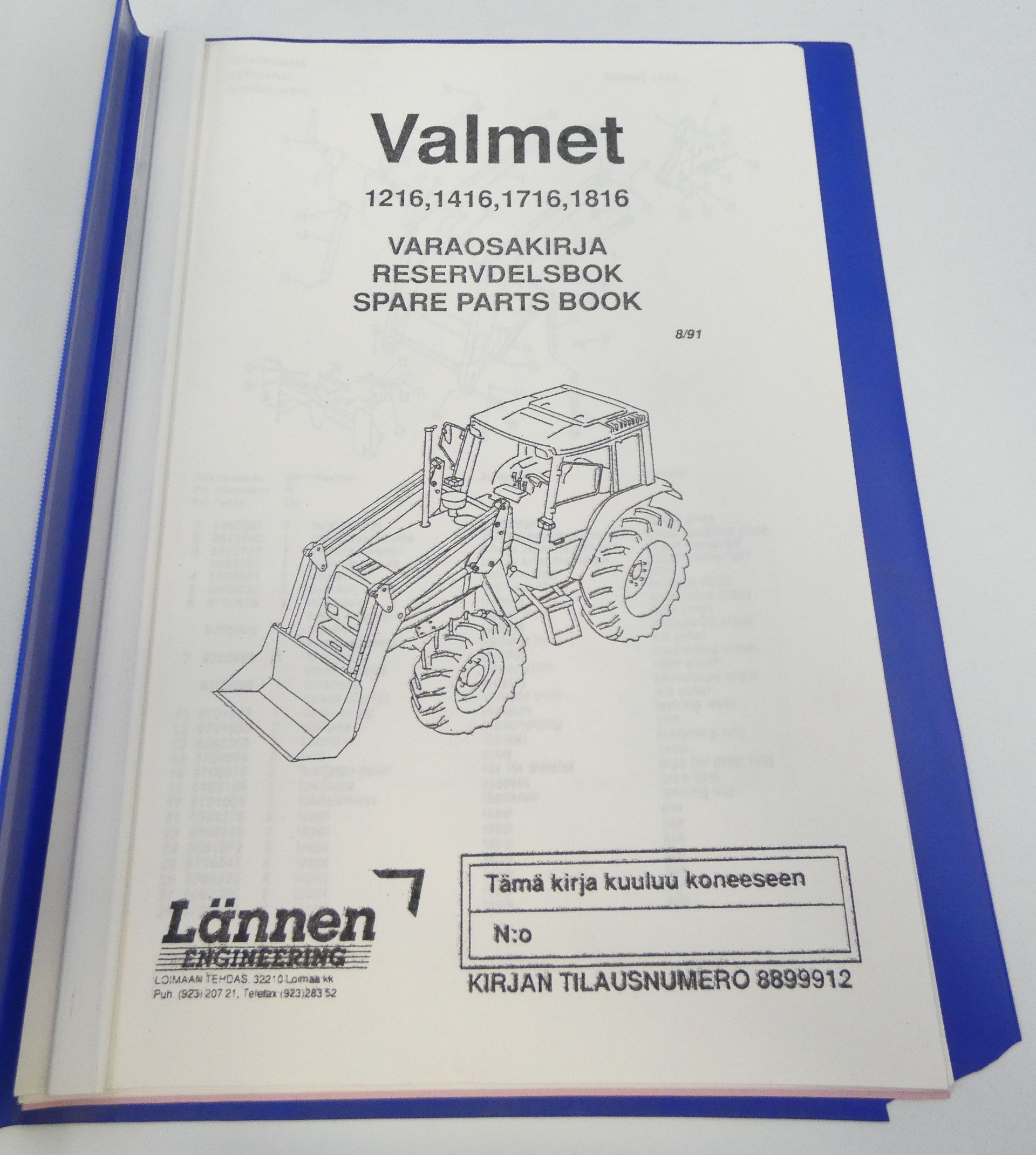 Valmet 1216, 1416, 1716, 1816 varaosakirja