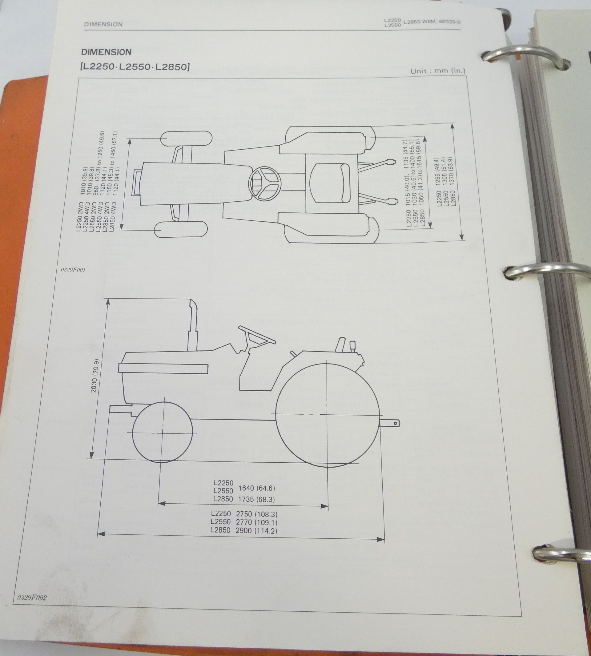 Kubota L2250, L2550, L2850 tractor workshop manual