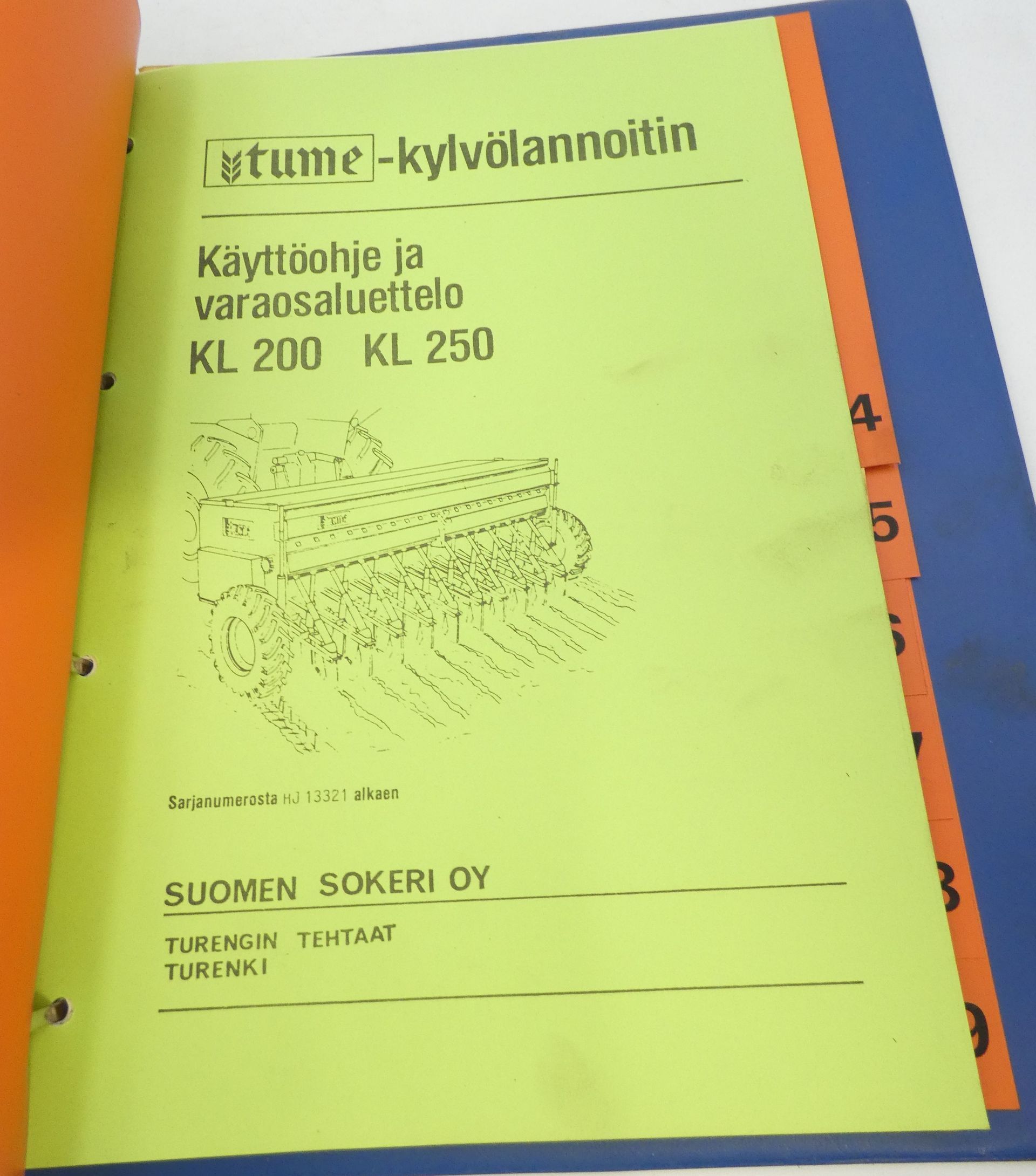 Tume HKL2500, HKL3000, HKL4000 kylvölannoitin varaosaluettelo + käyttöohje