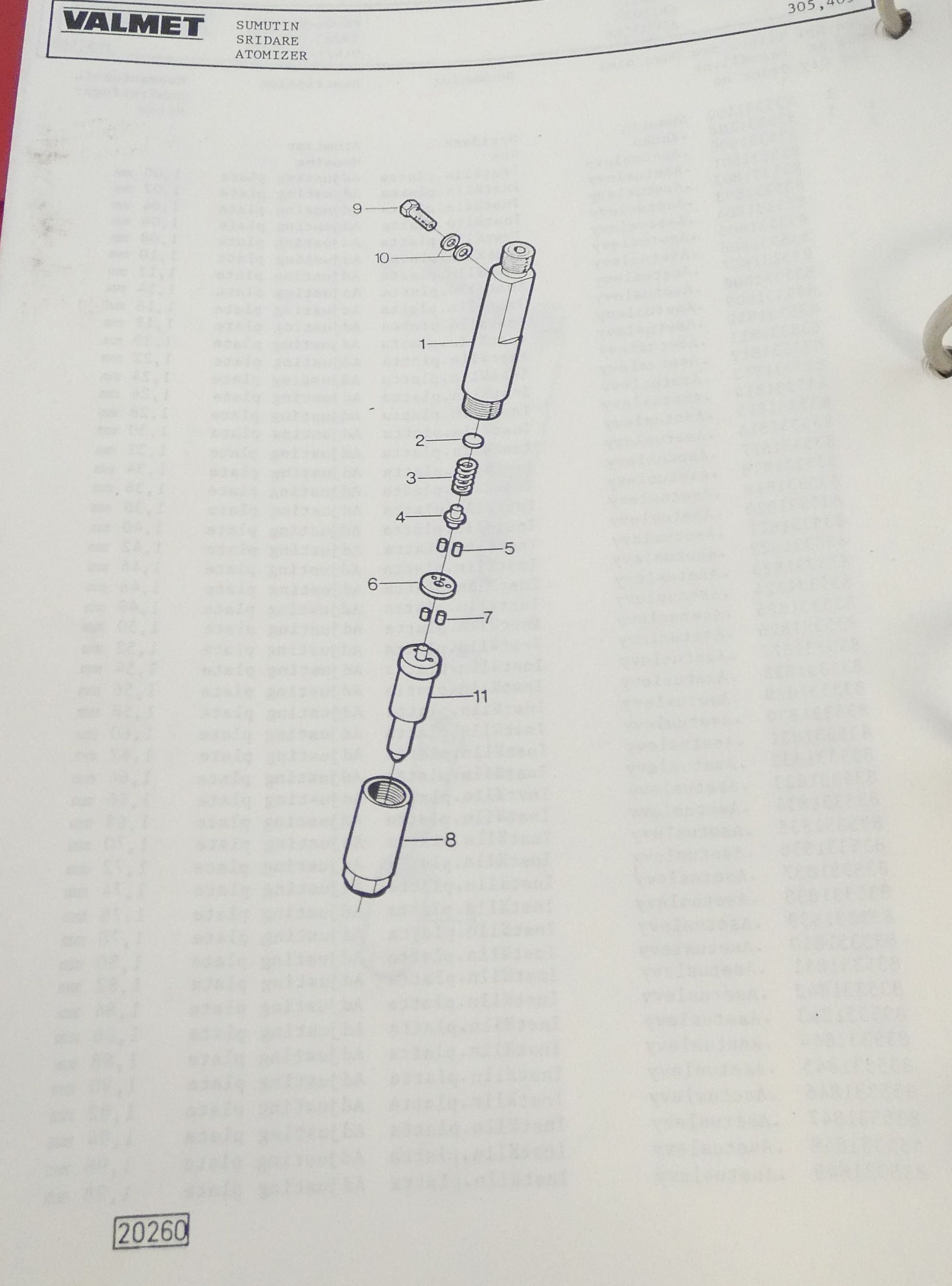 Valmet 305, 405 varaosakirja