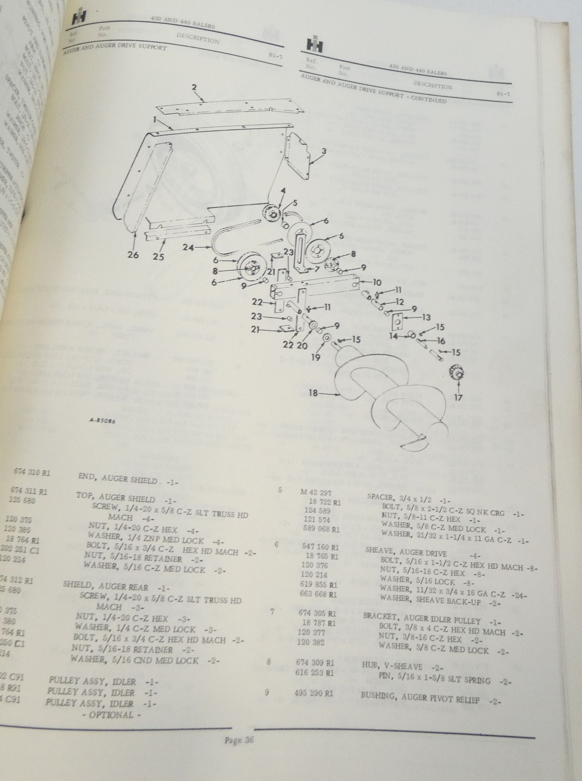 International 430 & 440 twine & wire balers parts catalog