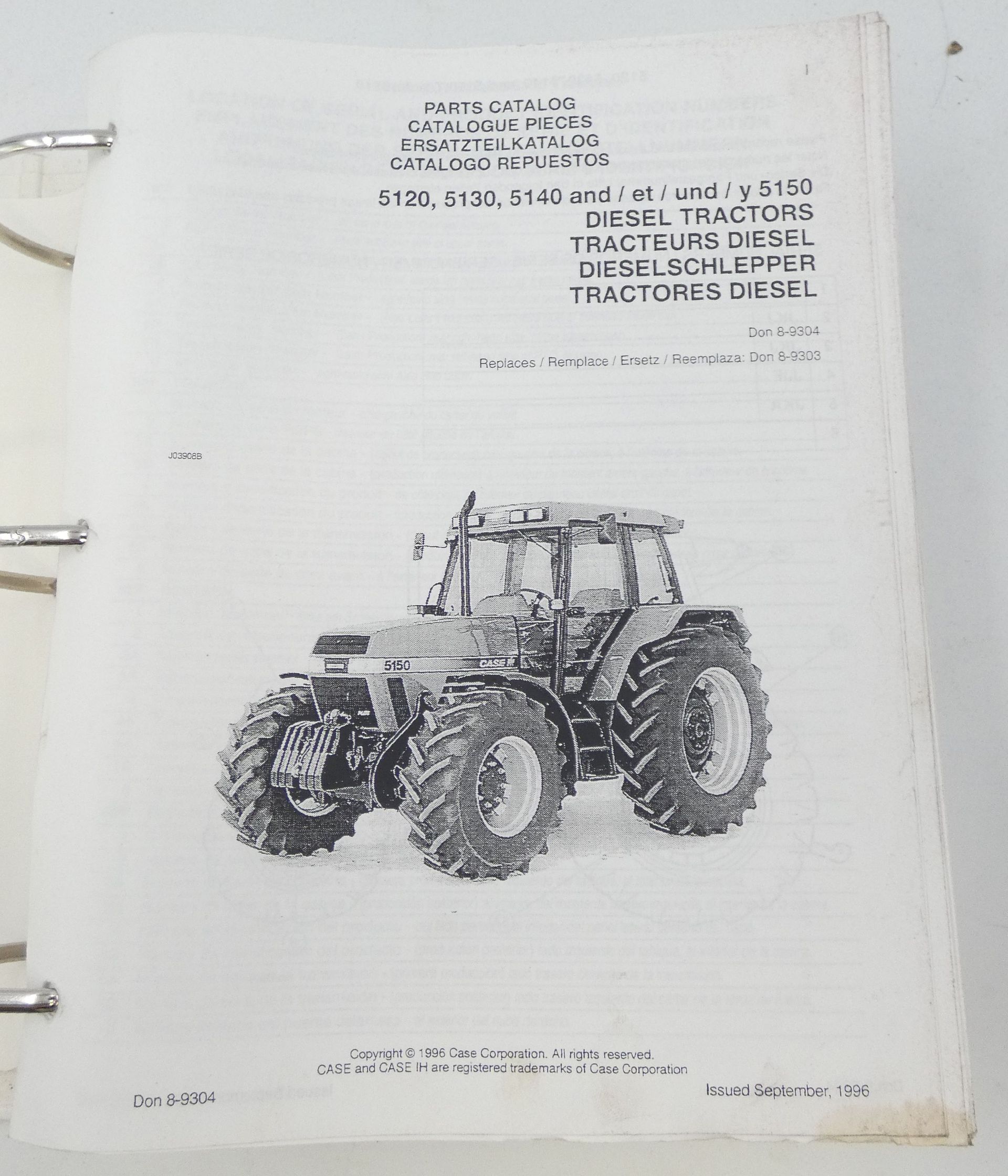 Case 5120, 5130, 5140 and 5150 diesel tractors parts catalog
