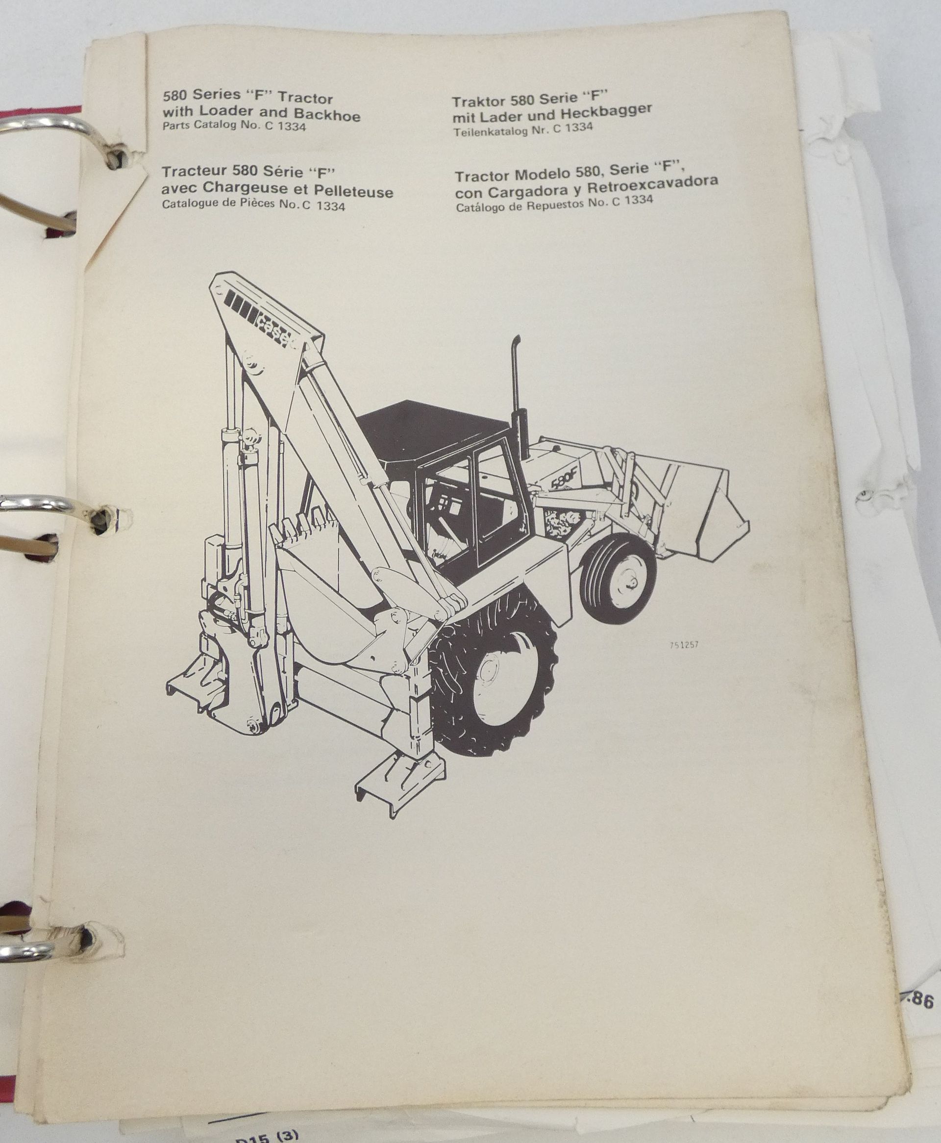 Case 580F loader backhoe parts catalog