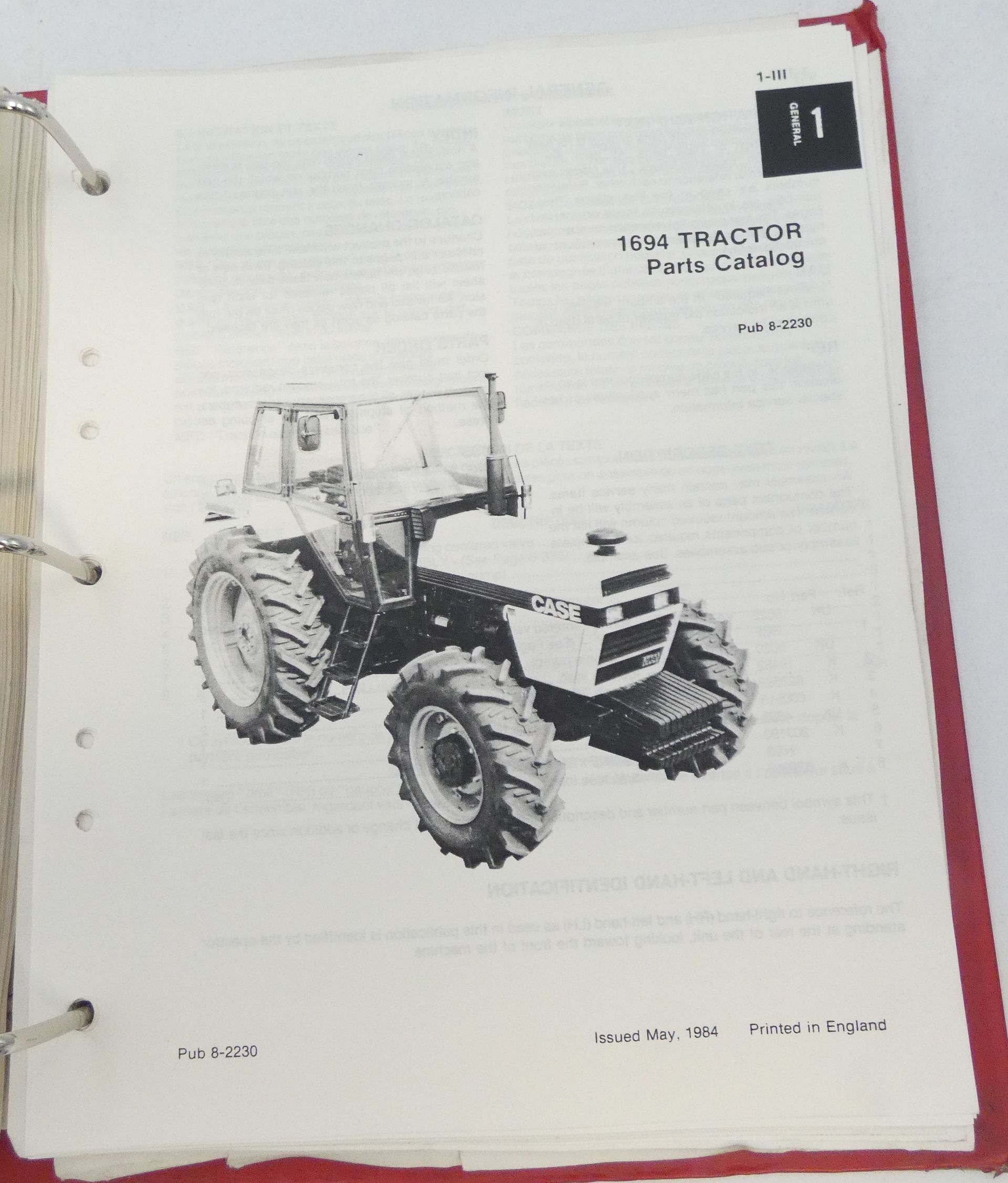 Case 1494 + 1649 tractor parts catalogue